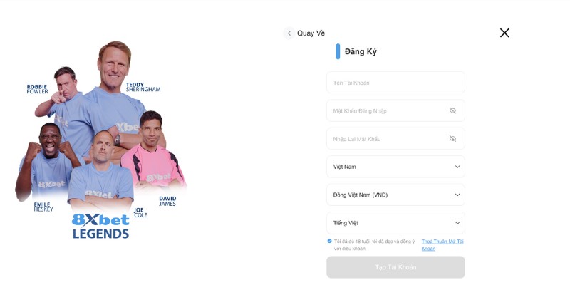 Bốn bước đăng ký 8xbet trên website nhanh chóng